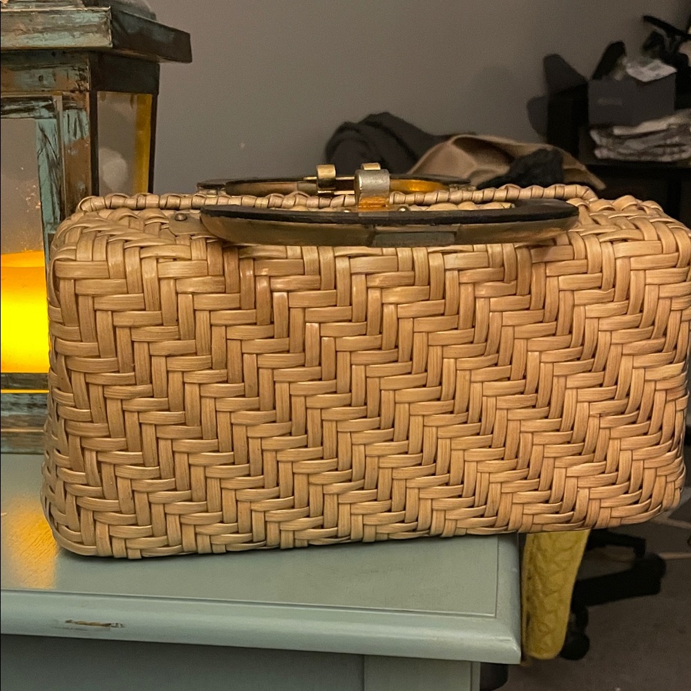 Woven Tan Clutch Bag